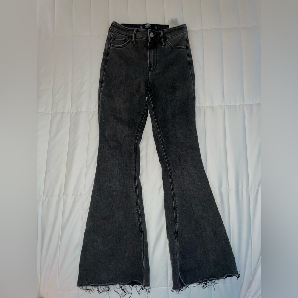 Hollister High Rise Flare Black Jeans Size 24 Waist 29 Length